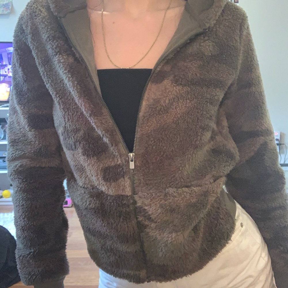 camouflage teddy hoodie